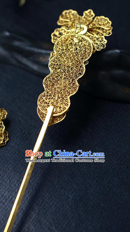 China Ancient Court Beauty Gems Headpiece Traditional Ming Dynasty Empress Filigree Peony Hairpin