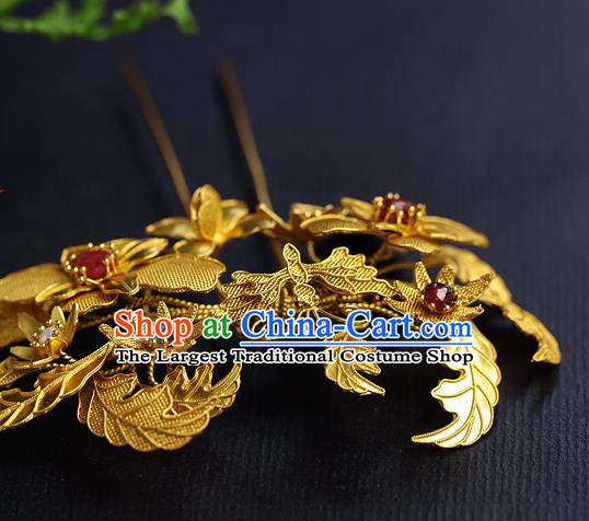 China Ancient Empress Hair Jewelry Traditional Ming Dynasty Court Filigree Peony Hairpin