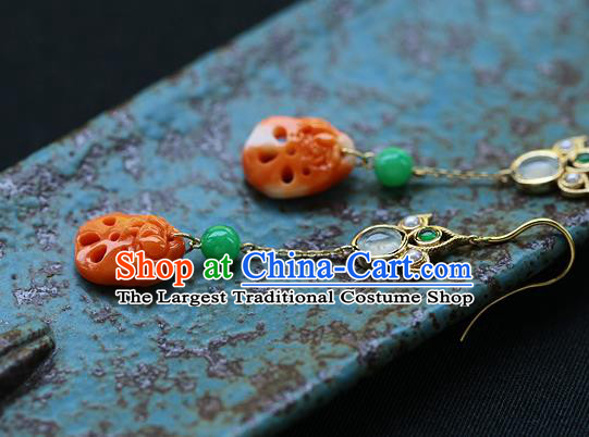 Chinese Handmade Ear Accessories Traditional Cheongsam Agate Earrings