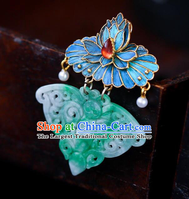 Chinese Traditional Jade Butterfly Necklace Jewelry Handmade Necklet Pendant