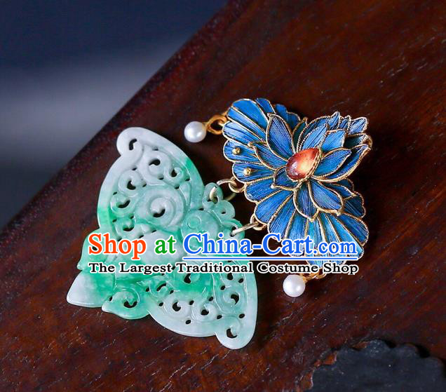 Chinese Traditional Jade Butterfly Necklace Jewelry Handmade Necklet Pendant