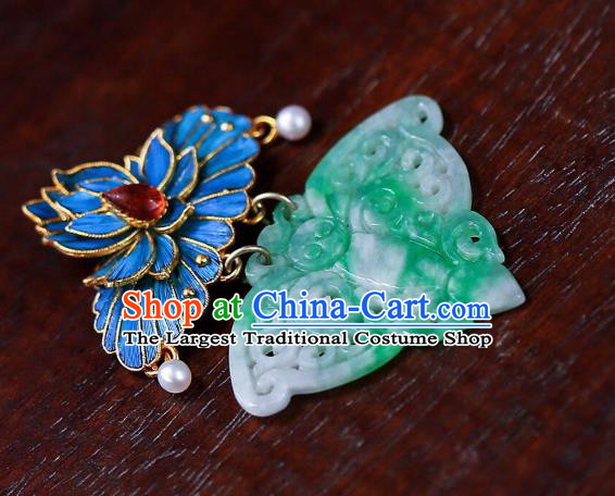 Chinese Traditional Jade Butterfly Necklace Jewelry Handmade Necklet Pendant
