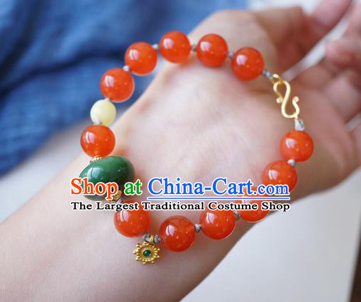 Chinese Traditional Wristlet Accessories Handmade Agate Beads Bracelet