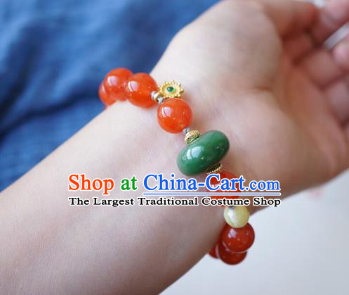 Chinese Traditional Wristlet Accessories Handmade Agate Beads Bracelet