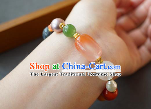Chinese Handmade National Agate Bracelet Traditional Cheongsam Gems Wristlet Accessories