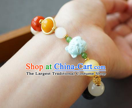 Chinese Handmade National Agate Bracelet Traditional Cheongsam Gems Wristlet Accessories