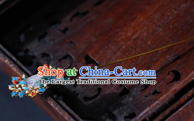 China Traditional Hair Accessories Handmade Jade Carving Hairpin
