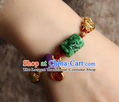 Chinese Handmade National Gems Bracelet Traditional Cheongsam Jade Carving Wristlet Accessories