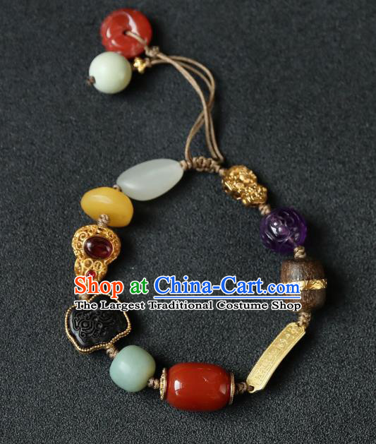 Chinese Traditional Beeswax Wristlet Accessories National Cheongsam Garnet Gourd Bracelet