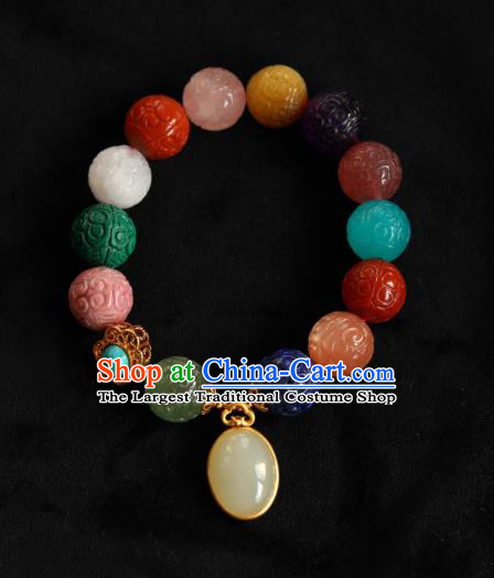 Chinese Traditional Colorful Beads Wristlet Accessories National Cheongsam Crystal Bracelet