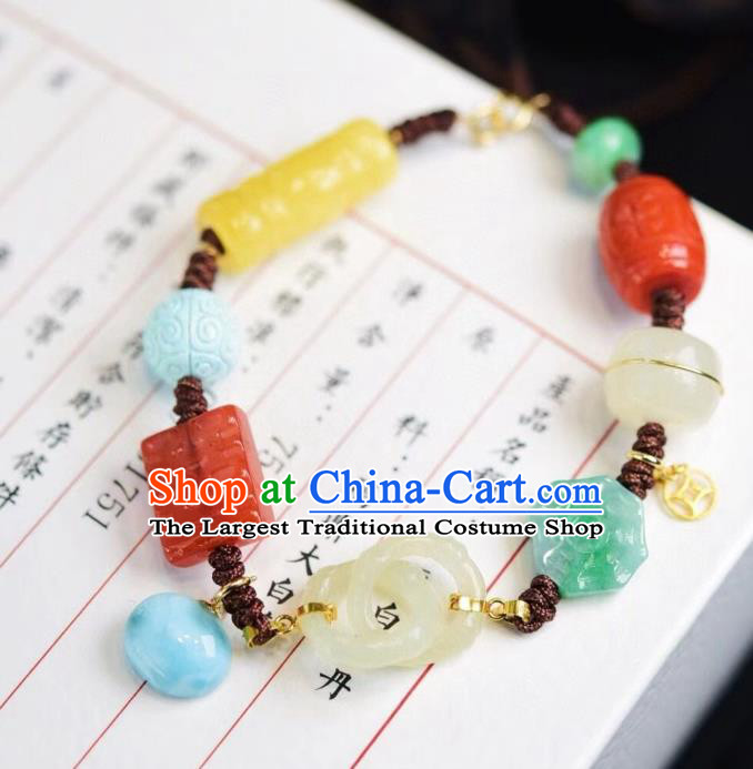 Chinese Traditional Agate Carving Wristlet Accessories National Cheongsam Wedding Bracelet