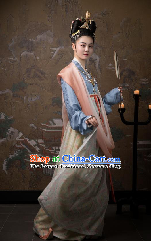 China Traditional Song Dynasty Royal Princess Historical Costumes Ancient Court Beauty Hanfu Dress Clothing