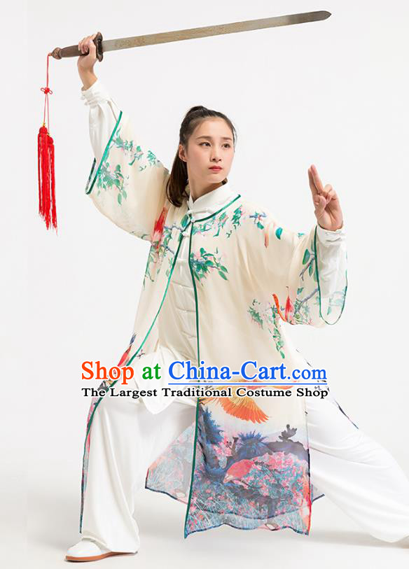 China Tai Chi Stage Show Cape Traditional Kung Fu Training Printing Cloak