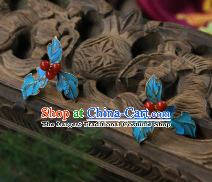 Handmade Chinese Red Berry Ear Accessories Traditional Culture Jewelry Cheongsam Earrings