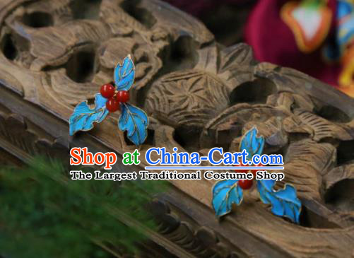 Handmade Chinese Red Berry Ear Accessories Traditional Culture Jewelry Cheongsam Earrings