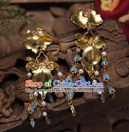 Handmade Chinese Jadeite Peace Buckle Ear Accessories Traditional Culture Jewelry Cheongsam Tassel Earrings