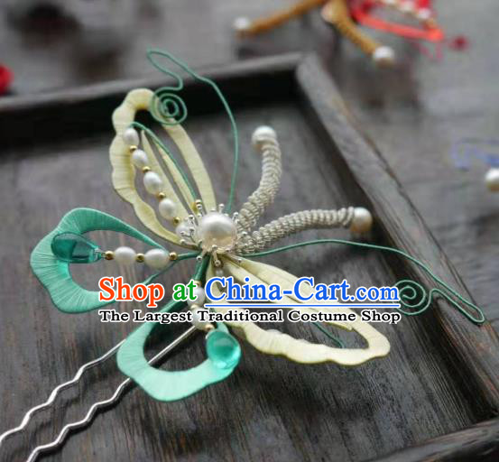 China Traditional Hair Accessories Handmade Ancient Princess Pearls Hair Stick Song Dynasty Butterfly Hairpin