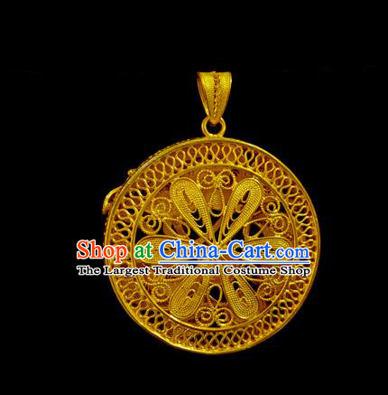 China Ancient Princess Filigree Necklet Pendant Traditional Ming Dynasty Golden Cherry Necklace Accessories