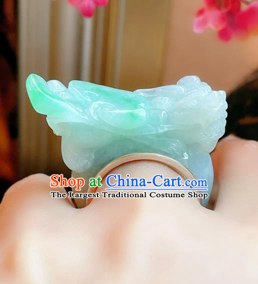 Top Chinese National Silver Ring Jewelry Traditional Handmade Accessories Jadeite Pi Xiu Circlet
