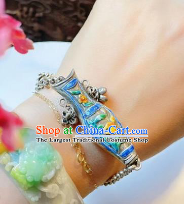 Handmade Chinese Blueing Vase Bracelet Accessories Traditional Culture Jewelry National Silver Grape Bangle