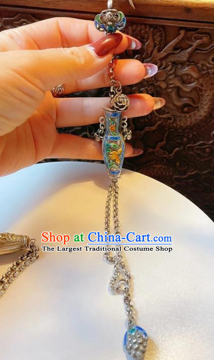 Handmade Chinese Blueing Vase Bracelet Accessories Traditional Culture Jewelry National Silver Grape Bangle