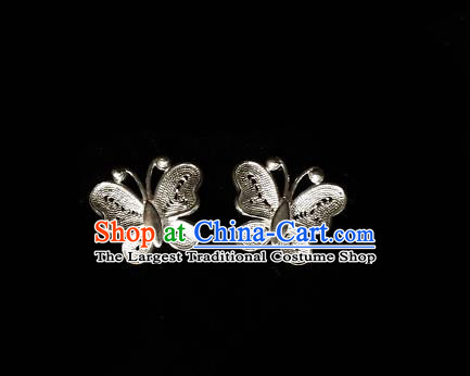 Chinese Traditional Hanfu Earrings Accessories Ancient Princess Silver Butterfly Ear Jewelry