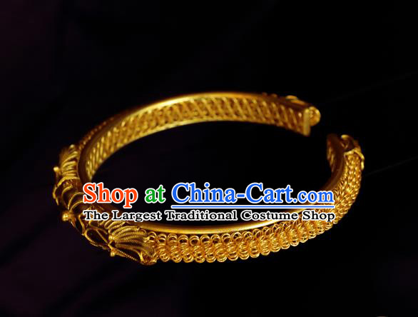 Handmade Chinese Traditional Qing Dynasty Palace Bangle Jewelry Golden Bracelet Accessories