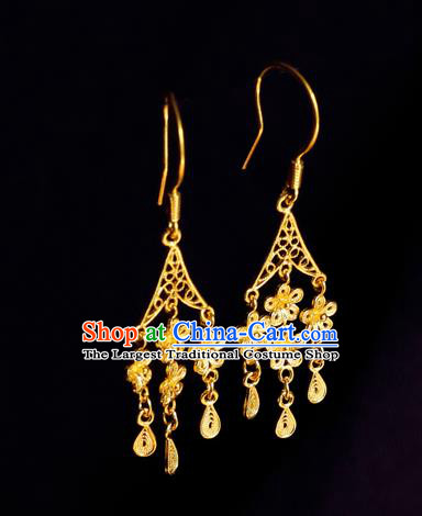 Chinese Traditional Hanfu Jewelry Earrings Ancient Imperial Consort Golden Ear Accessories
