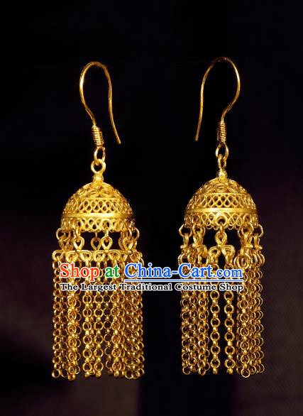 Chinese Traditional Hanfu Golden Tassel Earrings Jewelry Ancient Bride Ear Accessories