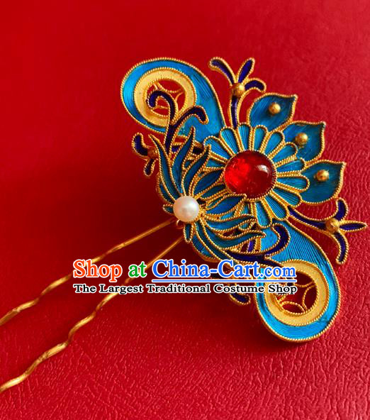 China Handmade Qing Dynasty Court Lady Hairpin Traditional Hair Accessories Lotus Hair Stick