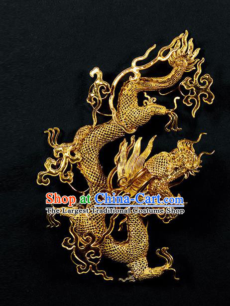China Handmade Filigree Dragon Hairpin Traditional Qing Dynasty Empress Hair Stick Ancient Queen Hair Accessories