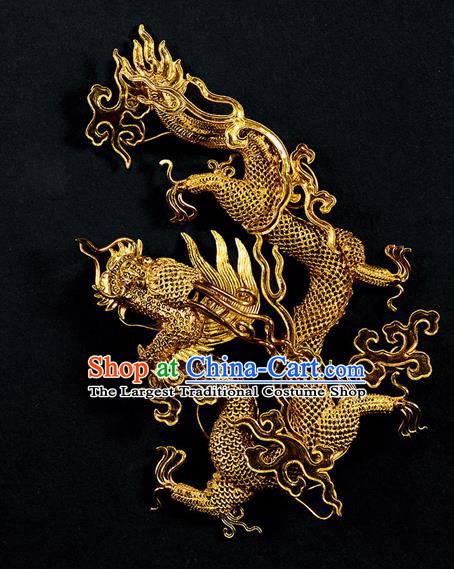 China Handmade Filigree Dragon Hairpin Traditional Qing Dynasty Empress Hair Stick Ancient Queen Hair Accessories