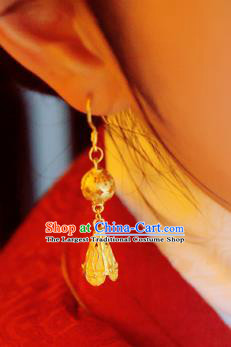 Chinese Wedding Golden Ear Accessories Traditional Cheongsam Earrings National Jewelry