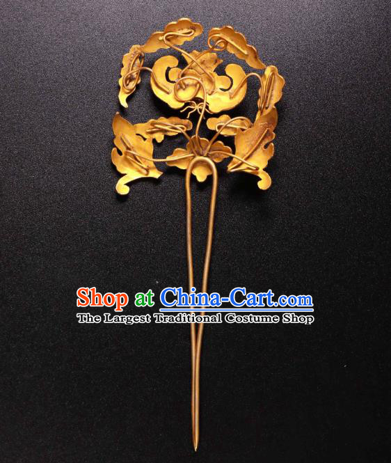 China Ancient Qing Dynasty Empress Blueing Bat Hairpin Traditional Handmade Coral Hair Stick