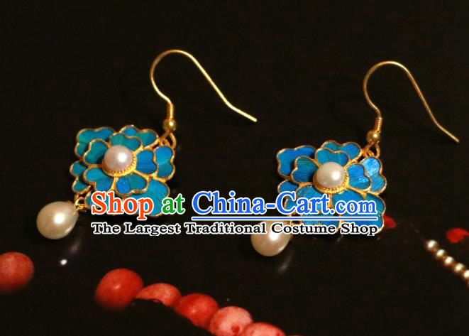 Chinese Ancient Court Jewelry Qing Dynasty Imperial Consort Ear Accessories Classical Pearls Earrings