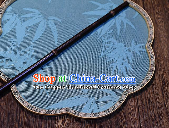Handmade Chinese Traditional Hanfu Blue Silk Fan Bamboo Pattern Fan Ancient Song Dynasty Princess Palace Fan