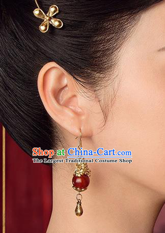 Chinese Classical Tang Dynasty Empress Ear Accessories Ancient Princess Golden Earrings