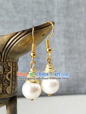 Chinese Ming Dynasty Empress Pearls Ear Accessories Ancient Queen Hu Shanxiang Earrings
