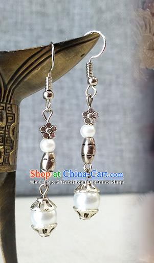 Chinese Qing Dynasty Imperial Consort Ear Accessories Ancient Court Woman Zhen Huan Silver Earrings