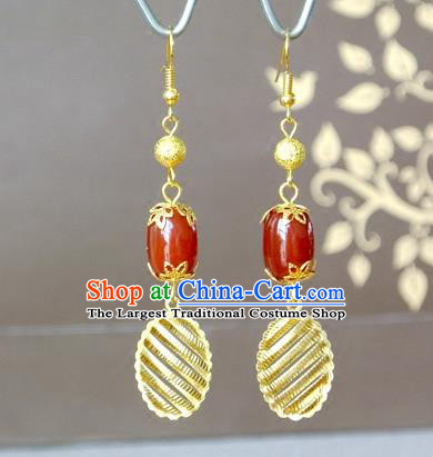 Chinese Qin Dynasty Empress Ear Accessories Ancient Queen Mi Shu Agate Earrings