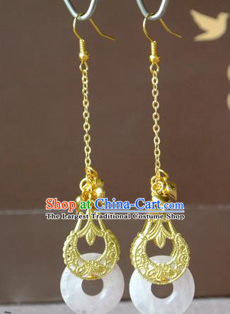 Chinese Tang Dynasty Palace Lady Ear Accessories Ancient Princess Helan Minyue Quartz Earrings