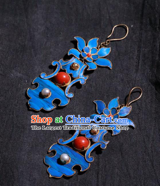 Chinese Ancient Qing Dynasty Ear Accessories Classical Cheongsam Pearls Earrings Jewelry
