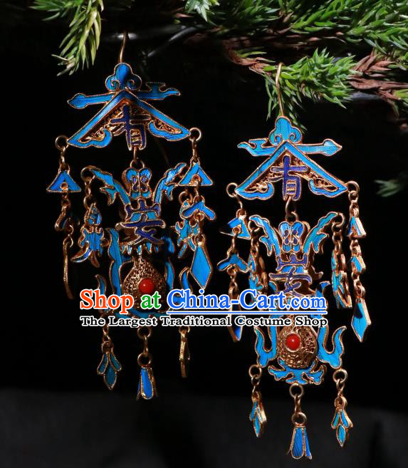Chinese Classical Cheongsam Jewelry Ancient Qing Dynasty Ear Accessories Filigree Earrings