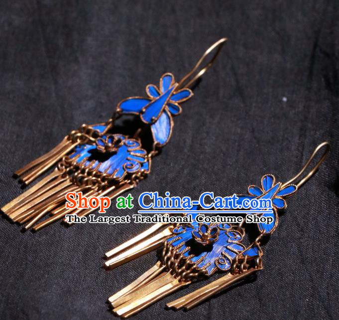 Chinese Ancient Manchu Queen Ear Accessories Classical Qing Dynasty Court Woman Earrings Jewelry