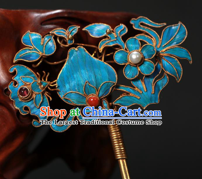 China Ancient Qing Dynasty Hairpin Empress Cloisonne Hair Stick Handmade Hair Accessories