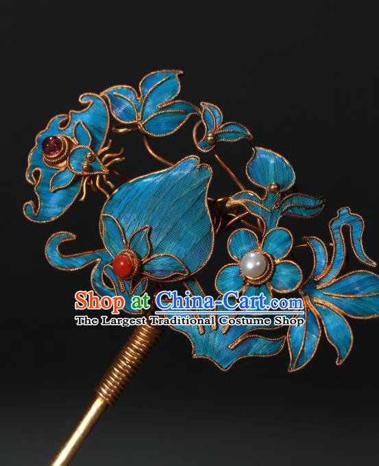 China Ancient Qing Dynasty Hairpin Empress Cloisonne Hair Stick Handmade Hair Accessories