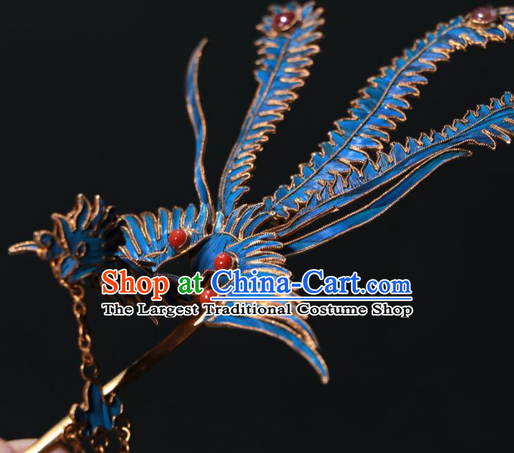 China Traditional Hair Jewelry Handmade Qing Dynasty Queen Hairpin Ancient Empress Phoenix Tassel Hair Stick