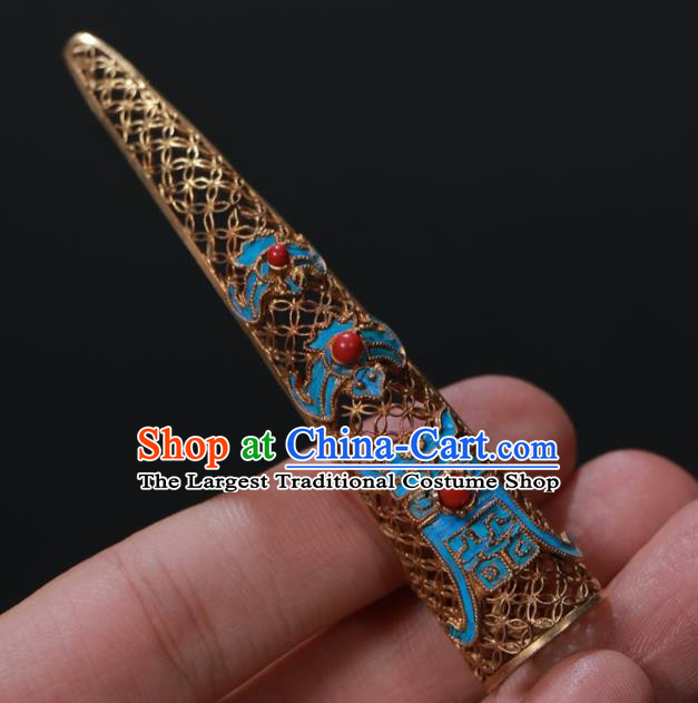 China Traditional Qing Dynasty Finger Accessories Ancient Imperial Consort Cloisonne Nail Wrap
