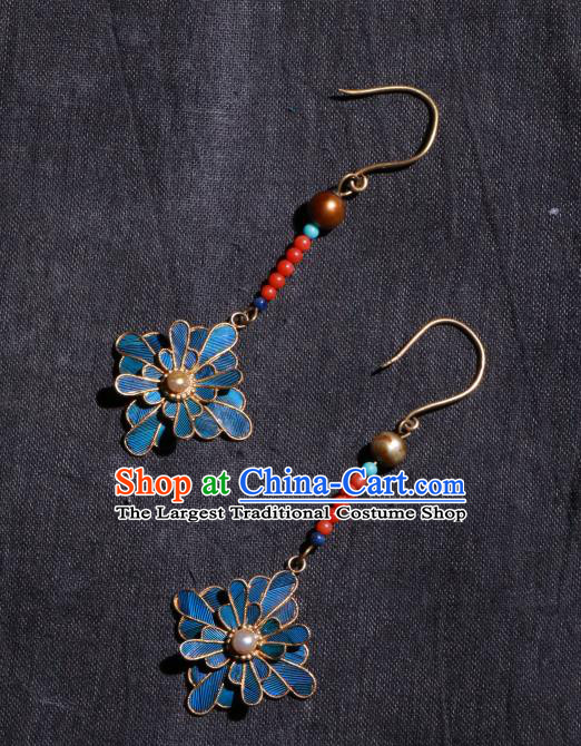 Chinese Classical Cheongsam Earrings Jewelry Ancient Qing Dynasty Court Ear Accessories