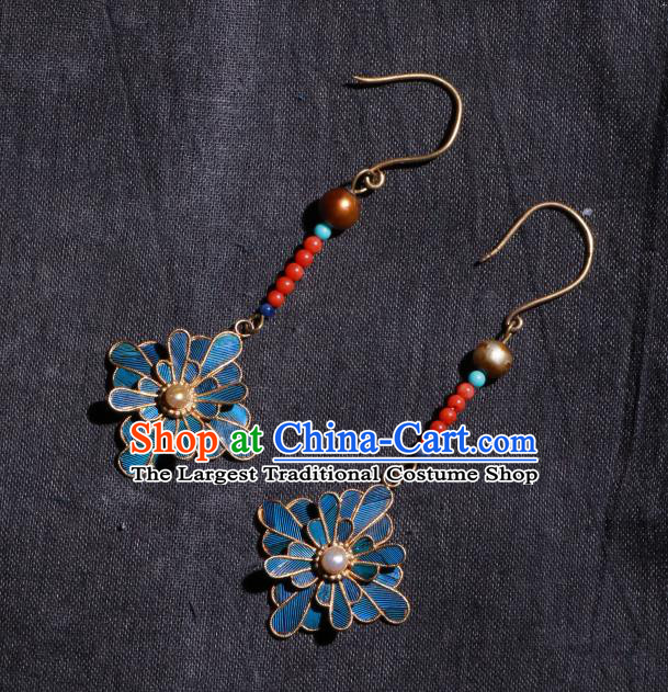 Chinese Classical Cheongsam Earrings Jewelry Ancient Qing Dynasty Court Ear Accessories
